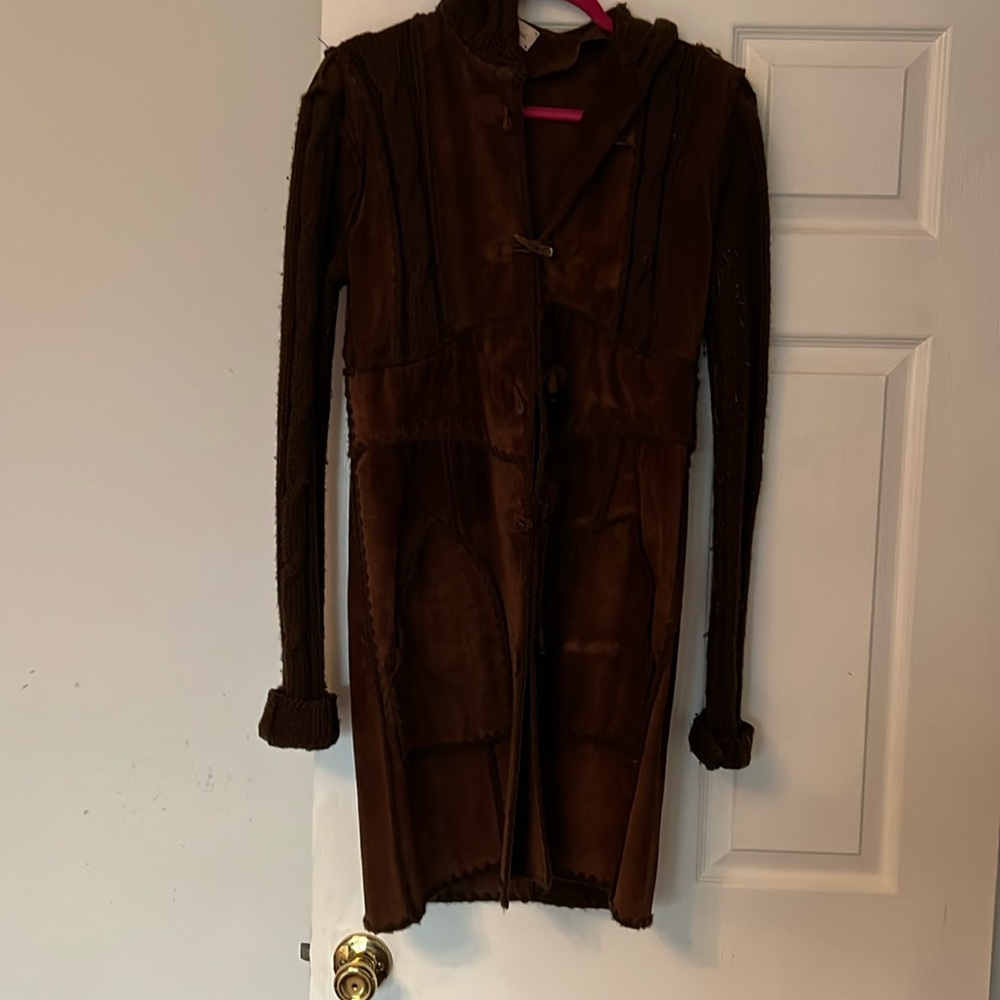 Vintage Brown suede leather/wool jacket